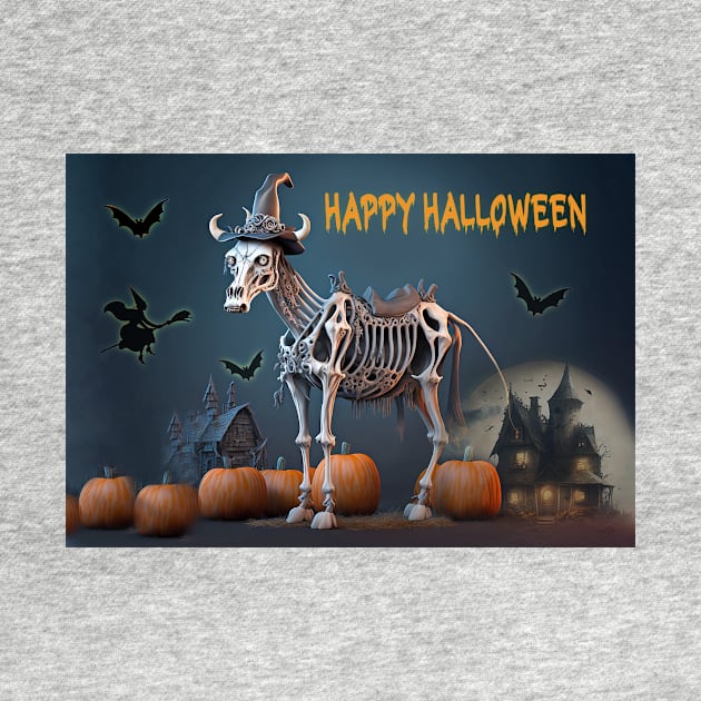 Horse Witch Skeleton Halloween Card Sticker by candiscamera